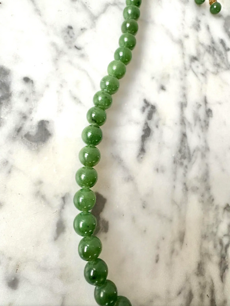 25" Beaded Jade Necklace and Stud Earrings Set
