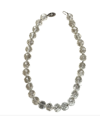 15" Vintage Arte Deco Crystal and Sterling Silver Necklace with Hoop Clasp