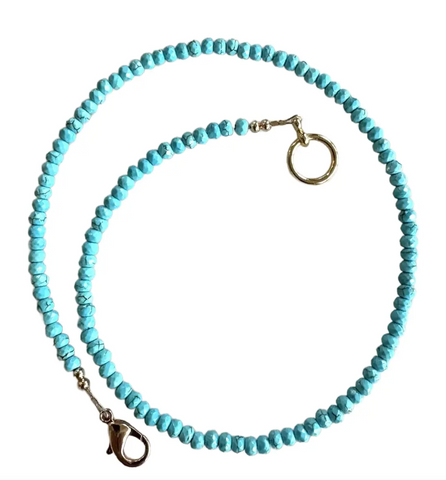 16" Fine Faceted Turquoise Beaded Stacking Necklace with Gold Tone Clasp - Designed by Matthew Izzo