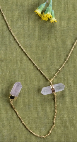 18" Rose Quartz and Gold Plated Chain Necklace