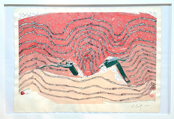 Barbara Beck 1998 Framed Abstract Painting on Paper