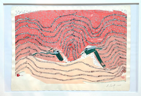 Barbara Beck 1998 Framed Abstract Painting on Paper