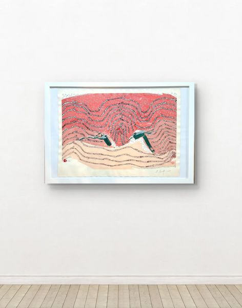 Barbara Beck 1998 Framed Abstract Painting on Paper