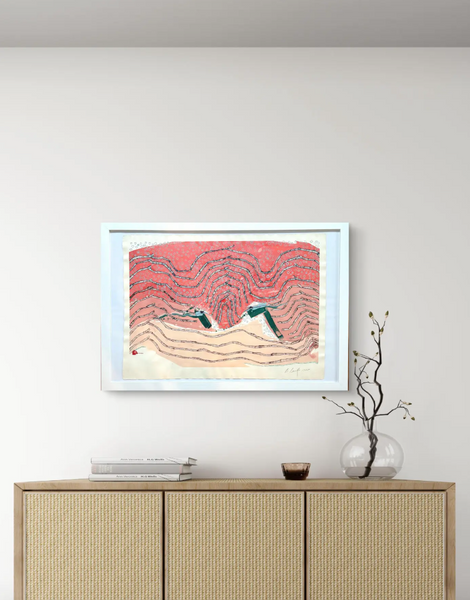 Barbara Beck 1998 Framed Abstract Painting on Paper