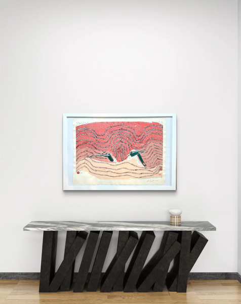 Barbara Beck 1998 Framed Abstract Painting on Paper