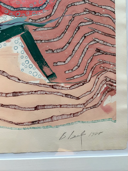 Barbara Beck 1998 Framed Abstract Painting on Paper