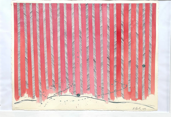 Barbara Beck 1984 Abstract Watercolor Painting on Paper