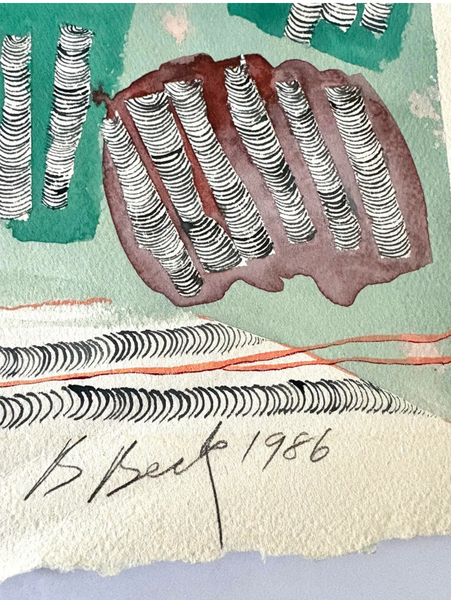 Barbara Beck 1986 Abstract Painting on Paper