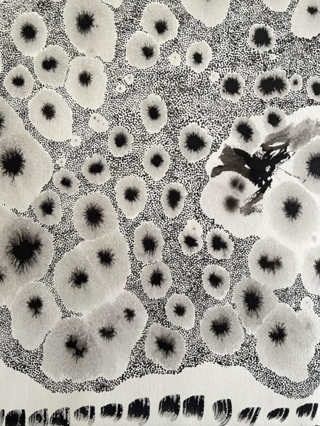 Barbara Beck 1970s Abstract Acrylic Painting on Paper