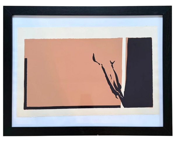 Barbara Beck Framed 1970 Mid Century Modern Screen Print on Paper in Black Wood Frame