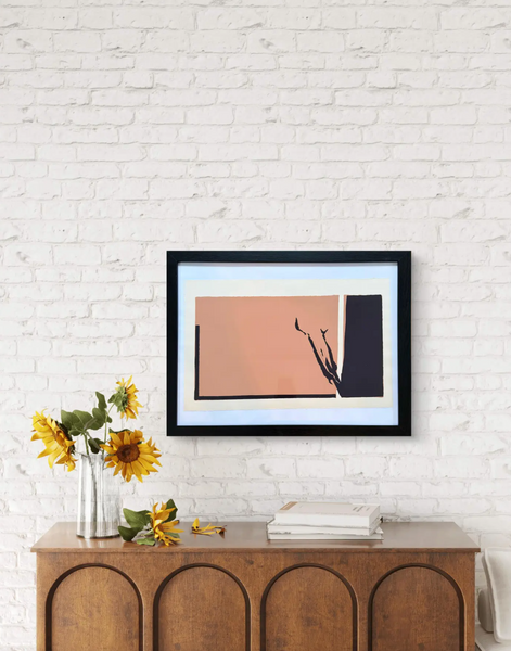 Barbara Beck Framed 1970 Mid Century Modern Screen Print on Paper in Black Wood Frame