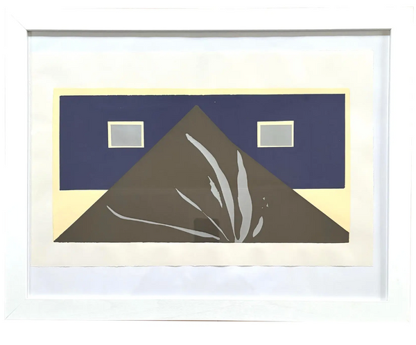 Barbara Beck Framed 1970 Mid Century Modern Screen Print on Paper in White Wood Frame