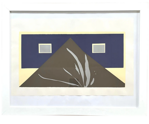 Barbara Beck Framed 1970 Mid Century Modern Screen Print on Paper in White Wood Frame