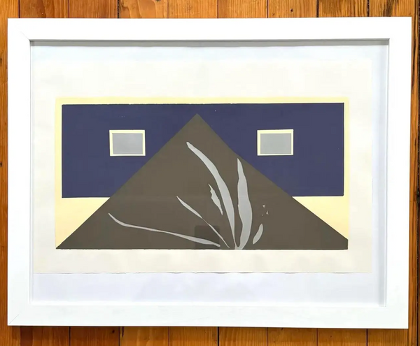 Barbara Beck Framed 1970 Mid Century Modern Screen Print on Paper in White Wood Frame