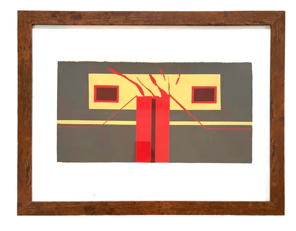 Barbara Beck 1969 Framed Screen Print on Paper - Dark Wood Frame