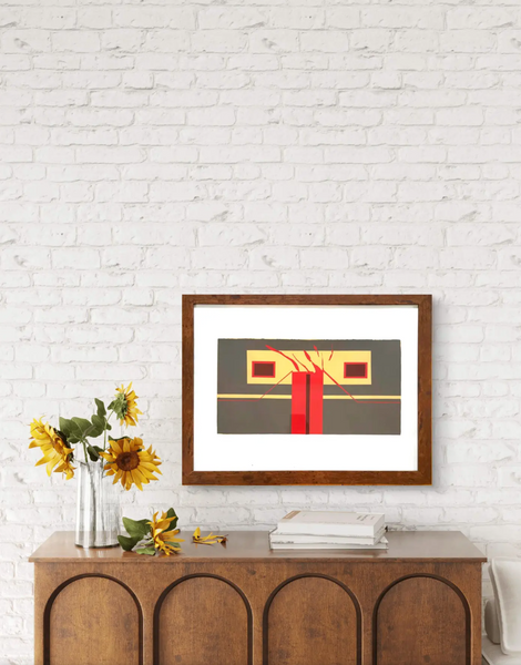 Barbara Beck 1969 Framed Screen Print on Paper - Dark Wood Frame