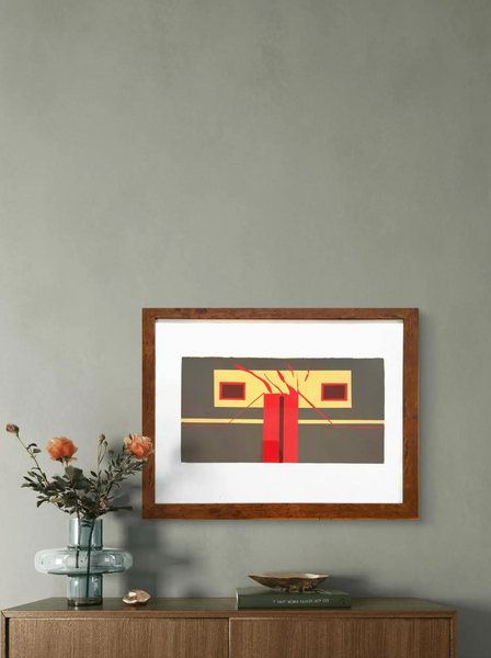 Barbara Beck 1969 Framed Screen Print on Paper - Dark Wood Frame