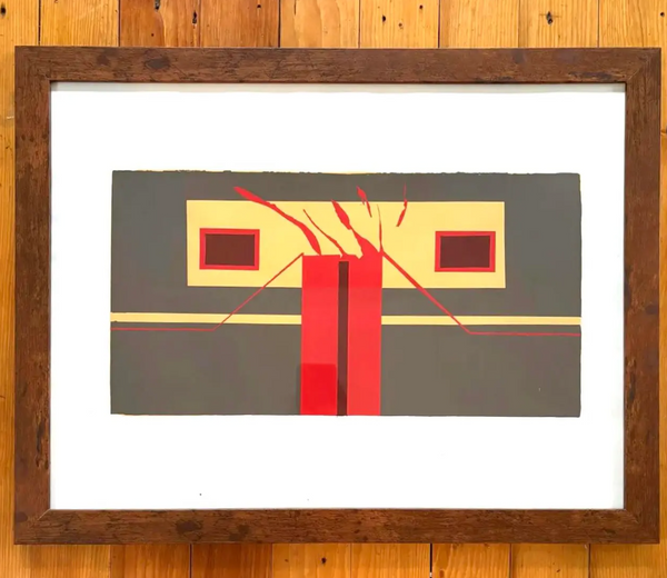 Barbara Beck 1969 Framed Screen Print on Paper - Dark Wood Frame