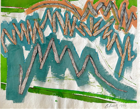 Barbara Beck 1990 Abstract Watercolor Painting on Paper