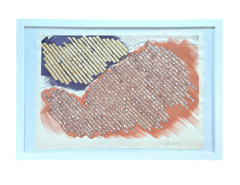 Barbara Beck 1987 Framed Abstract Watercolor Painting on Paper in White Wood Frame