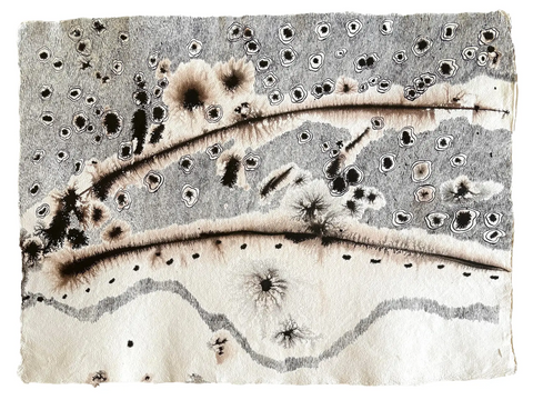 Barbara Beck Mid Century Modern Abstract Black Acrylic Painting on Paper