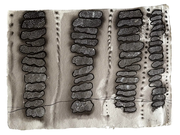 Barbara Beck 1970s Abstract Acrylic Painting on Paper