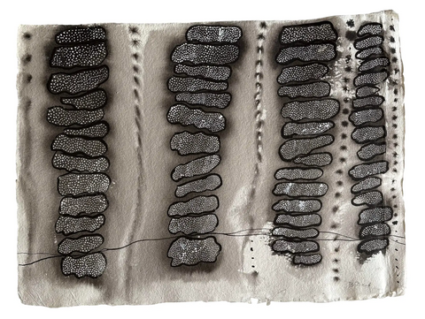 Barbara Beck 1970s Abstract Acrylic Painting on Paper