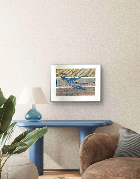 Barbara Beck Abstract Mid Century Modern Woodblock Print on Paper