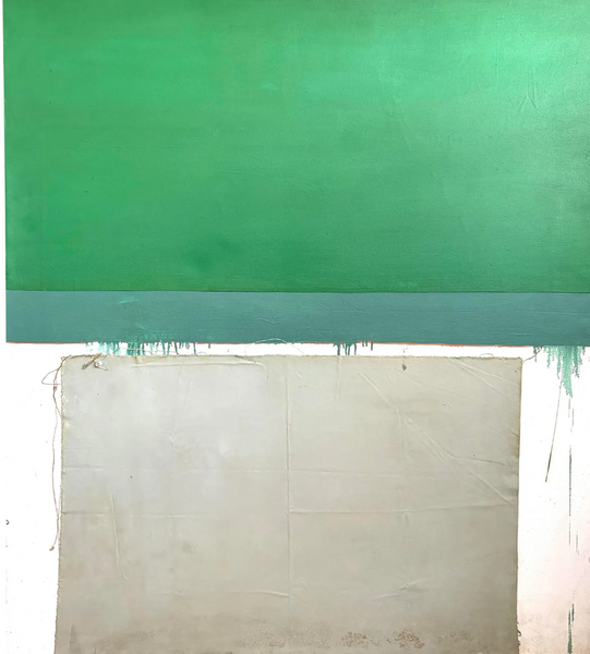 Barbara Beck 1960s Large Scale Abstract Oil Painting and Mixed Media on Canvas