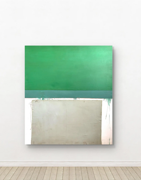 Barbara Beck 1960s Large Scale Abstract Oil Painting and Mixed Media on Canvas