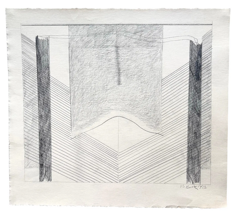 Barbara Beck 1973 Abstract Geometric Pencil Drawing on Paper