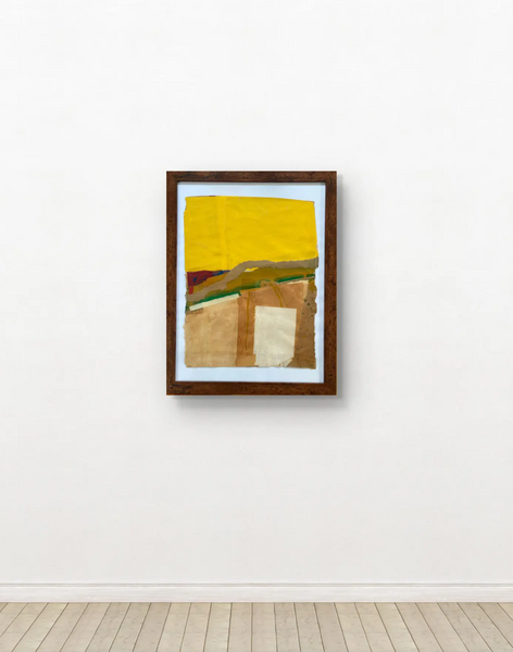 Barbara Beck Framed 1965 Mid Century Modern Paper Collage in Dark Wood Frame