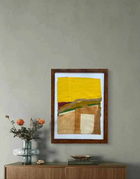 Barbara Beck Framed 1965 Mid Century Modern Paper Collage in Dark Wood Frame