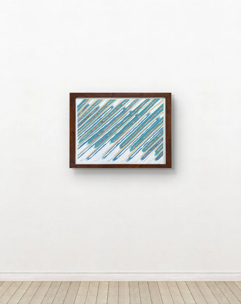 Barbara Beck 1990 Framed Abstract Painting on Paper in Dark Wood Frame