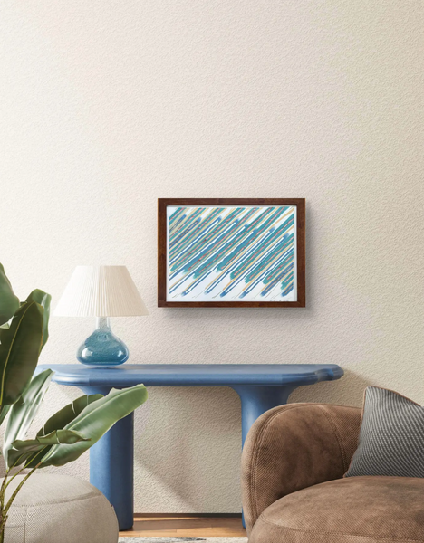 Barbara Beck 1990 Framed Abstract Painting on Paper in Dark Wood Frame