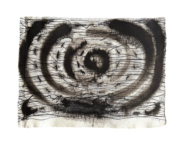 Barbara Beck Mid Century Modern Abstract Black Acrylic Painting on Paper