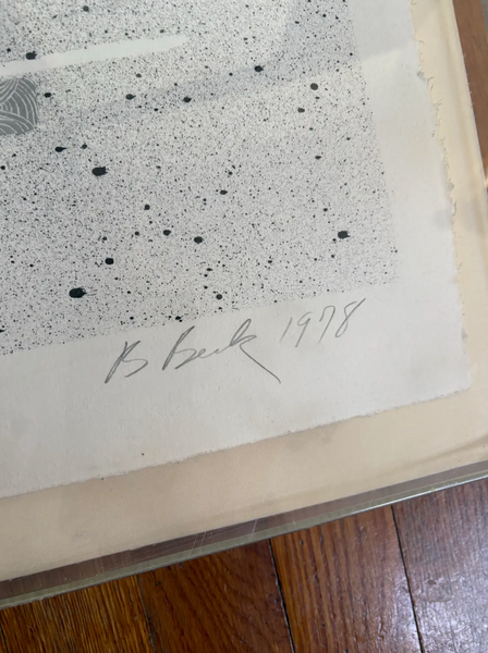 Barbara Beck Framed 1978 Painting on Paper in Acrylic Shadow Box Frame