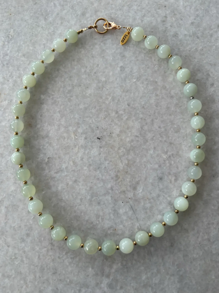 Vintage Jade Beaded Necklace With Gold Tone Clasp - Designed by by Matthew Izzo