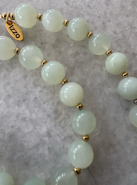 Vintage Jade Beaded Necklace With Gold Tone Clasp - Designed by by Matthew Izzo