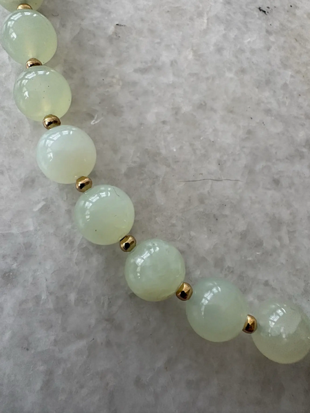 Vintage Jade Beaded Necklace With Gold Tone Clasp - Designed by by Matthew Izzo