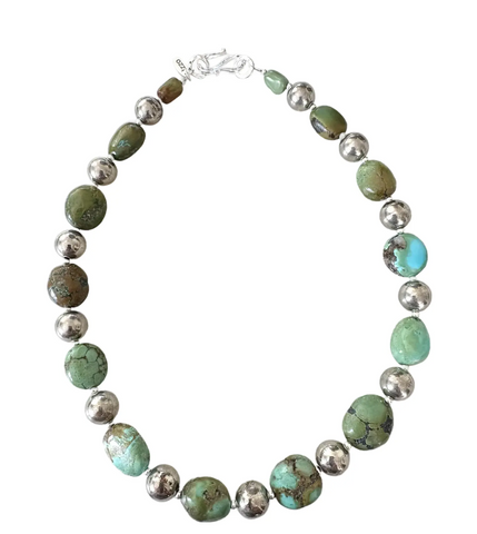 Tibetan Turquoise and Silver Beaded Necklace - Designed by Matthew Izzo