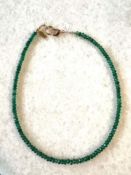 Emerald Quartz Faceted Stacking Necklace With Gold Tone Clasp - Designed by Matthew Izzo
