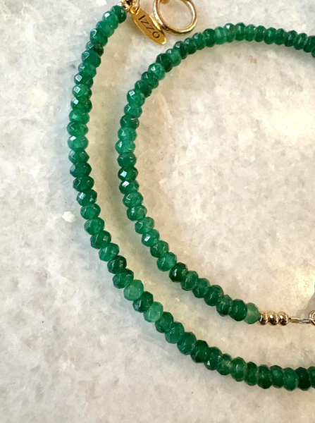 Emerald Quartz Faceted Stacking Necklace With Gold Tone Clasp - Designed by Matthew Izzo