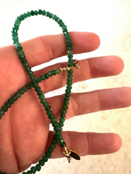 Emerald Quartz Faceted Stacking Necklace With Gold Tone Clasp - Designed by Matthew Izzo
