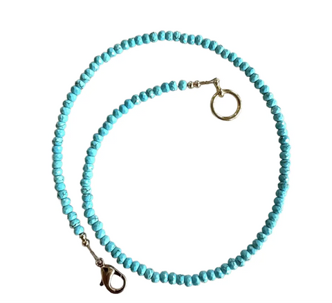 Faceted Turquoise Stacking Necklace With Gold Tone Clasp - Designed by Matthew Izzo