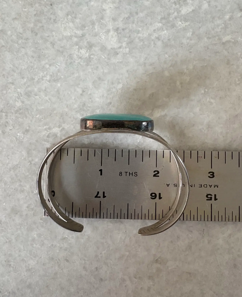 Vintage Sterling Silver and Turquoise Cuff - Made in Mexico