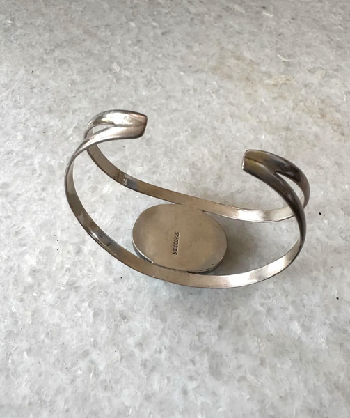 Vintage Sterling Silver and Turquoise Cuff - Made in Mexico