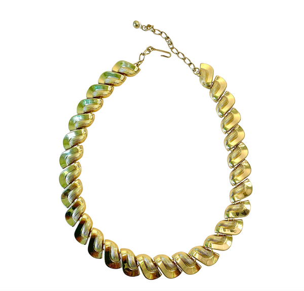 19" Vintage 1980s Gold Tone Glam Necklace