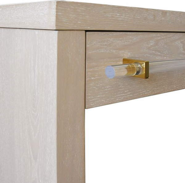 Ralph Modern Cerused Oak Desk with Acrylic Pulls