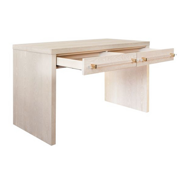 Ralph Modern Cerused Oak Desk with Acrylic Pulls
